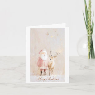 Magischer Weihnachtsmann und Rentier-Weihnachtskar Karte