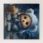 Magischer Weihnachtsnachtteddy mit Gegenwart Puzzle (Horizontal)