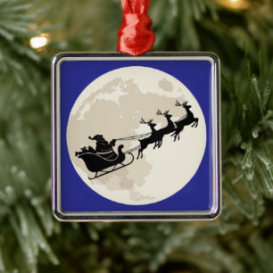 Magischer Weihnachtsvollmondflug mit Santas Schlit Ornament Aus Metall