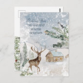 Magischer Weihnachtswald Deer Bird Postkarte (Vorne/Hinten)