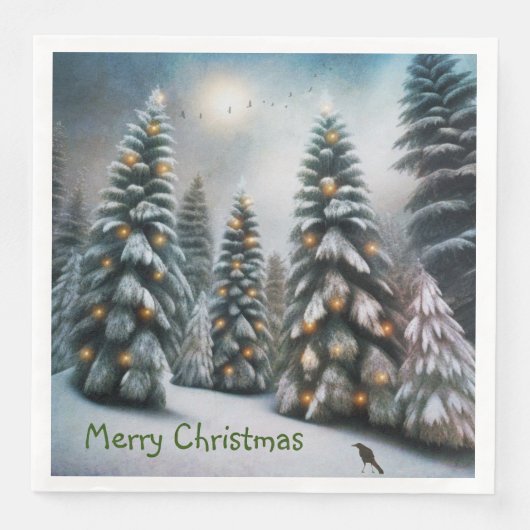Magischer Weihnachtswald Serviette (Vorderseite)