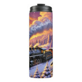 Magischer Weihnachtszug Winterlandschaft Thermosbecher (Vorderseite)