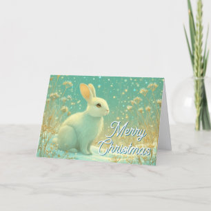 Magischer Weißer Winterhasen Frohe Weihnachten