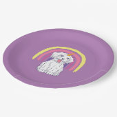 Magischer Welpe Unicorn Regenbogen Pappteller (Schrägansicht)