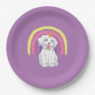 Magischer Welpe Unicorn Regenbogen Pappteller
