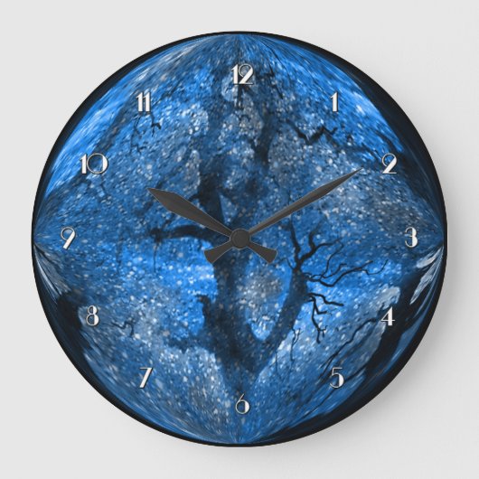 Magischer Winter Blue Crystal Ball Wall Clock Große Wanduhr (Vorderseite)