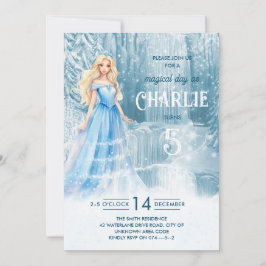 Magischer Winter Frozen Schneefälle Kindergeburtst Einladung