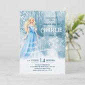 Magischer Winter Frozen Schneefälle Kindergeburtst Einladung (Stehend Vorderseite)