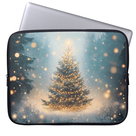Magischer Winter Schnee Wald Weihnachtsbaum Laptopschutzhülle (Vorderseite)