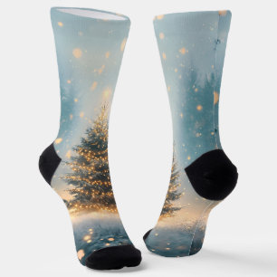Magischer Winter Schnee Wald Weihnachtsbaum Socken