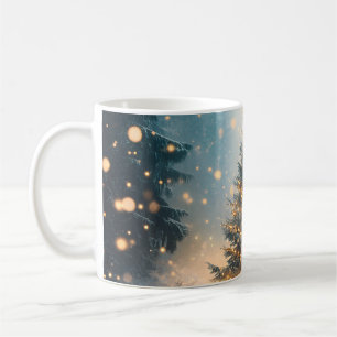 Magischer Winter-Schneewald-Weihnachtsbaum Kaffeetasse