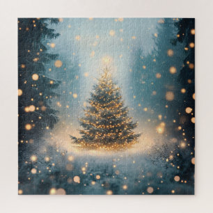 Magischer Winter-Schneewald-Weihnachtsbaum Puzzle