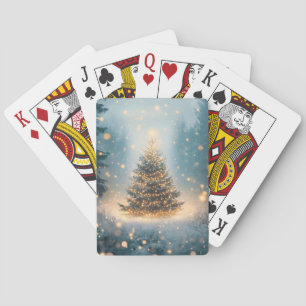 Magischer Winter-Schneewald-Weihnachtsbaum Spielkarten
