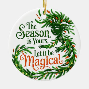 Magischer Wintergeist-Waldkönigin-Weihnachtsdekora Keramik Ornament