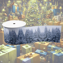 Magischer Winterwald - blau, Satinband