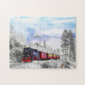 Magischer Winterzug mit Schnee-Eule & Eule Puzzle (Horizontal)