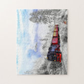 Magischer Winterzug mit Schnee-Eule & Eule Puzzle (Vertikal)