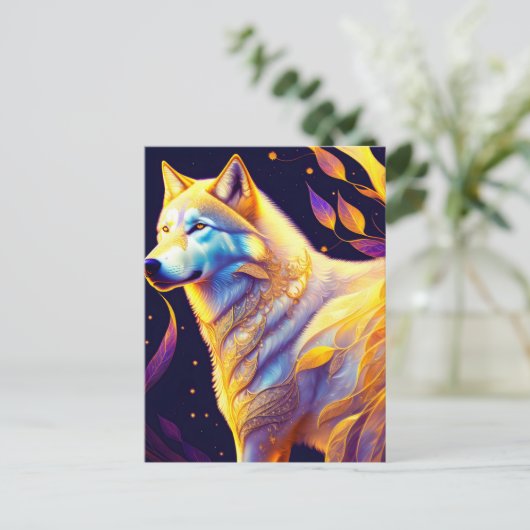 Magischer Wolf, Postkreuz Postkarte (Stehend Vorderseite)