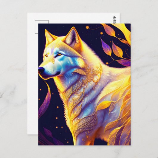 Magischer Wolf, Postkreuz Postkarte (Vorne/Hinten)