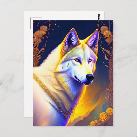 Magischer Wolf, Postkreuz Postkarte (Vorne/Hinten)