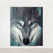 Magischer Wolfsteppich Wandteppich (Vorderseite)