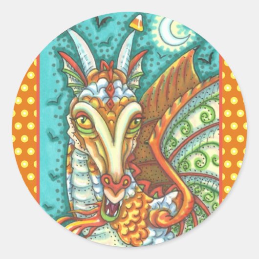 MAGISCHER ZUCKERMAIS-DRACHE, HALLOWEEN-FANTASY RUNDER AUFKLEBER (Vorderseite)