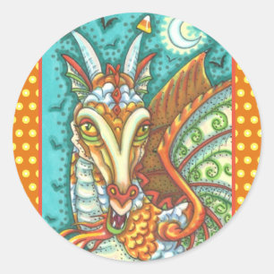 MAGISCHER ZUCKERMAIS-DRACHE, HALLOWEEN-FANTASY RUNDER AUFKLEBER