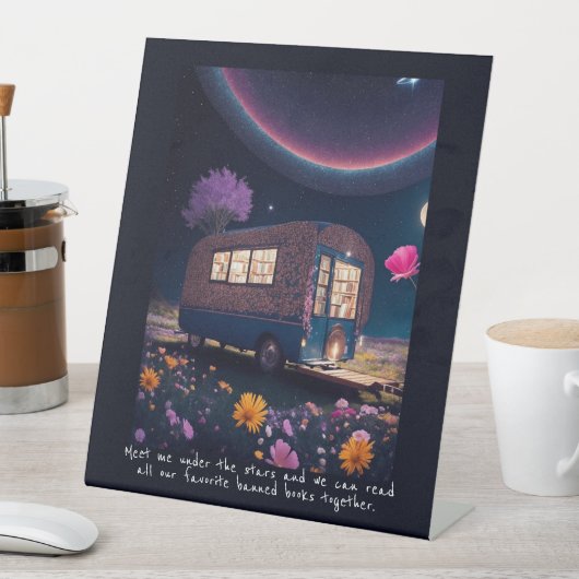 Magisches Banned Bookmobile Pedestzeichen Sockelschild (In Situ)