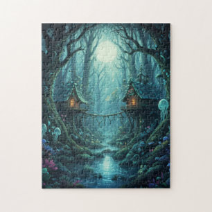 Magisches Baumhaus-Dorf Fantasy-Wald-Puzzle Puzzle