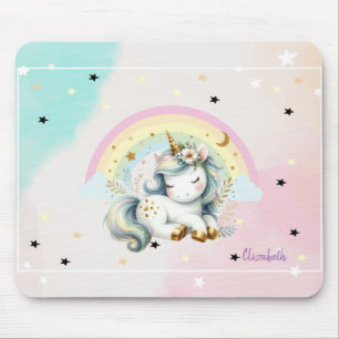 Magisches bezauberndes Einhorn, Regenbogen, Sterne Mousepad