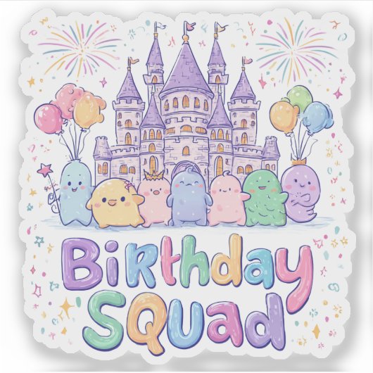 Magisches Birthday Squad Shirt | Fantasy Castle Ce Aufkleber (Vorderseite)