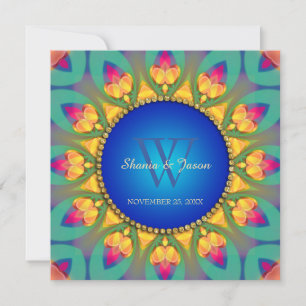 Magisches Bohemian-Sonnenblumen-Monogramm-Einladun Einladung