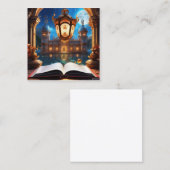 Magisches Buch in einer geheimnisvollen utopischen Quadratische Visitenkarte (Vorne/Hinten)