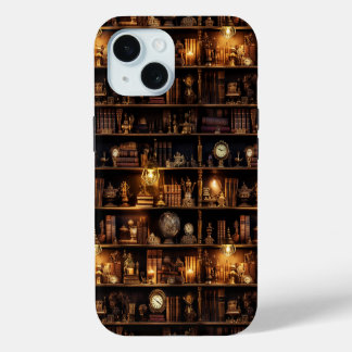 Magisches Bücherregal Steampunk iPhone 15 Hülle