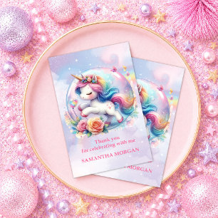 Magisches buntes Einhorn-Mädchen-Geburtstags-Danke Dankeskarte