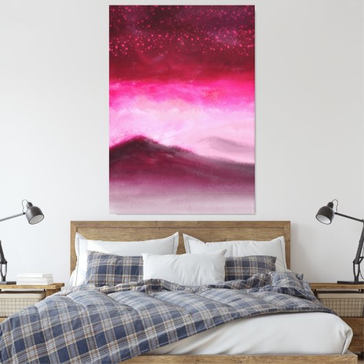 Magisches Burgund Rosa Aurora Landschaftsbild Male Leinwanddruck (Insitu (Schlafzimmer))