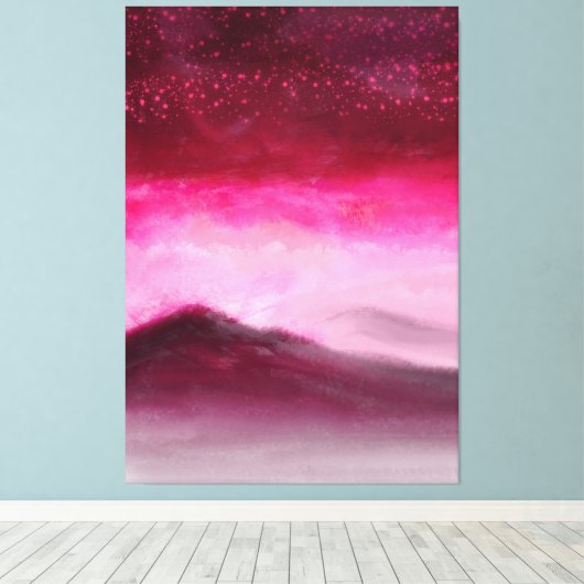 Magisches Burgund Rosa Aurora Landschaftsbild Male Leinwanddruck (Insitu (Holzboden))