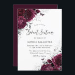 Magisches Burgund Rose Silver Elegant Sweet 16 Einladung<br><div class="desc">Magisches Burgund Rose Silver Elegant Sweet 16 Einladung Mehr elegante Blumenmotive in unserem Geschäft! Sehen Sie sich die passende Kollektion in unserem Shop an</div>