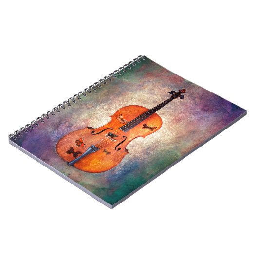 Magisches Cello mit Schmetterlingen Notizblock (Linke Seite)