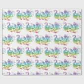 Magisches Dragon Pastel Muster Thema Umschlag Papi Geschenkpapier (Flach)