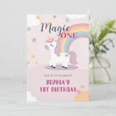 Magisches Einhorn 1. Geburtstag Einladung (Stehend Vorderseite)