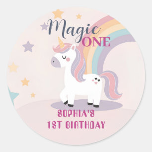 Magisches Einhorn 1. Geburtstag Runder Aufkleber