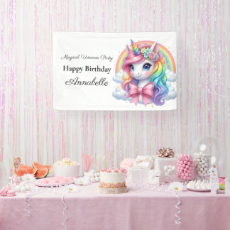 Magisches Einhorn 1. Geburtstagsbanner | Party-Sch Banner
