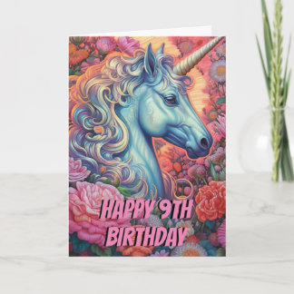 Magisches Einhorn 9. Geburtstag geklappt Karte