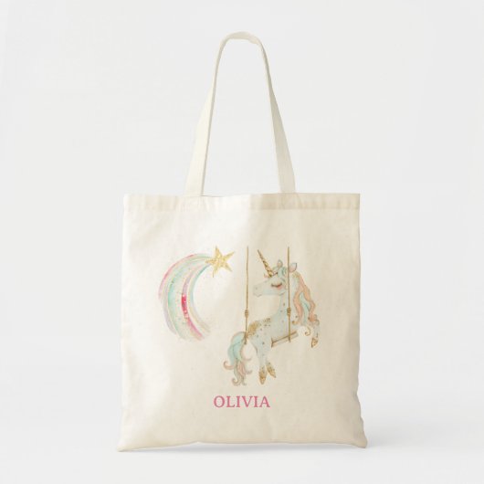 Magisches Einhorn am Goldenen Swing Tragetasche (Vorne)
