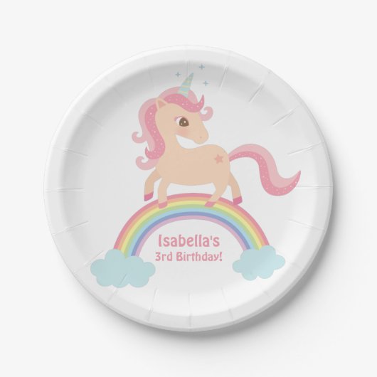 Magisches Einhorn auf Rainbow Geburtstagsgeschenke Pappteller (Vorderseite)