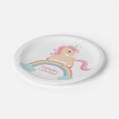 Magisches Einhorn auf Rainbow Geburtstagsgeschenke Pappteller (Schrägansicht)