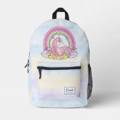 Magisches Einhorn auf Wolken Abstrakter Regenbogen Bedruckter Rucksack (Vorderseite)