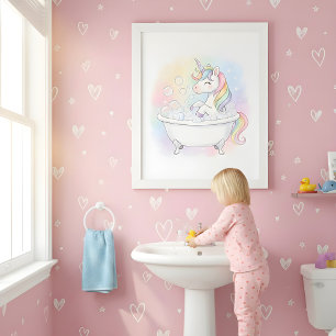 Magisches Einhorn-Badezeit-Kinder-Badezimmer-Wandk Poster