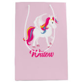 Magisches Einhorn Benutzerdefinierter Name oder Te Mittlere Geschenktüte (Vorderseite)